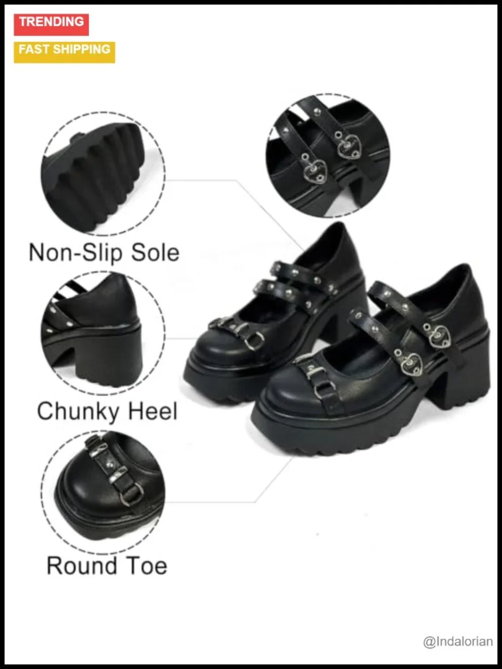 Lolita Platform Mary Jane Heels Kawaii Bow Lace Pearl Pumps Chunky Gothic Shoes